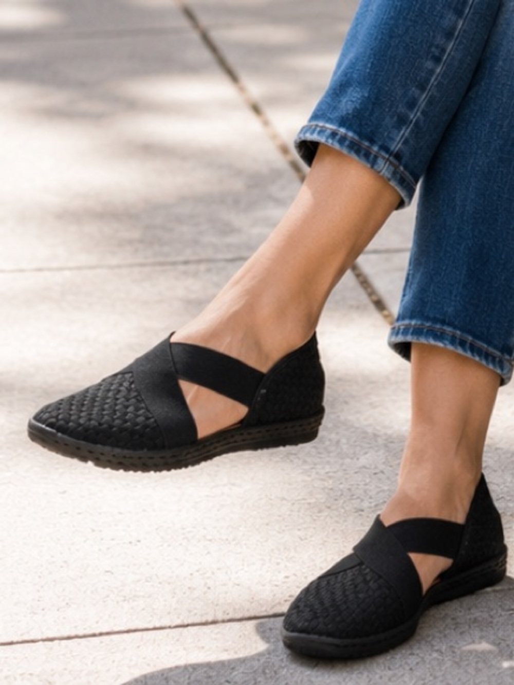 Bernie Mev Layla Halle Woven Loafers Black EU 37 NWT Memory Foam